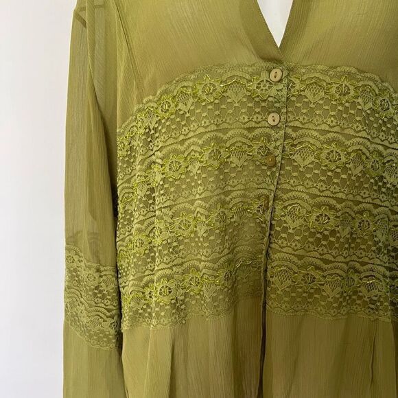 Dress you II 90s Y2K Beaded front crepe long sleeve blouse - Picture 4 of 16